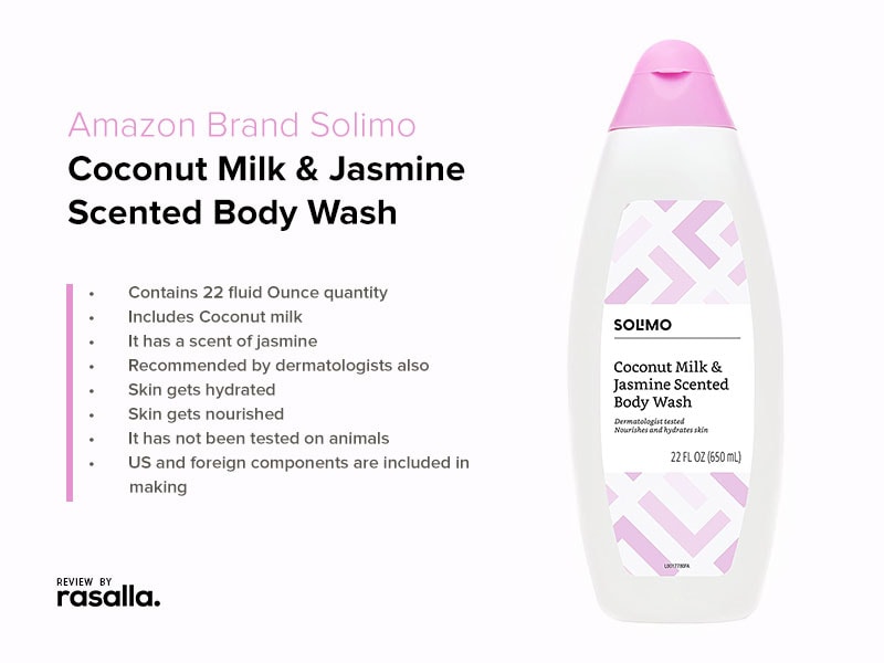 Amazon Brand Solimo Body Wash, Dermatologist Tested Coconut Milk & Jasmine Scented Body Wash