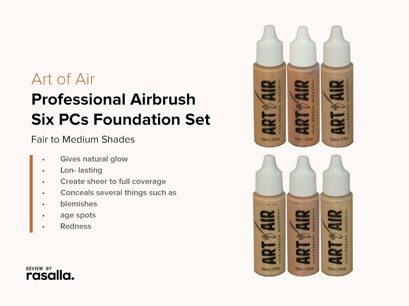 Art of Air Professional Airbrush Makeup System - Fair to Medium Shades Six PCs Foundation Set 