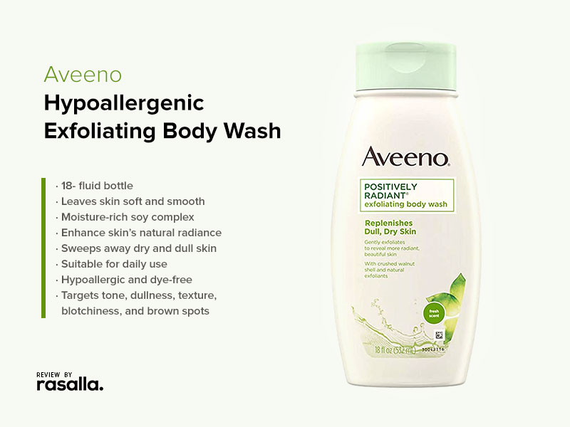 Aveeno Hypoallergenic and dye-free Exfoliating Body Wash - Best Exfoliating Body Wash For Dry Skin
