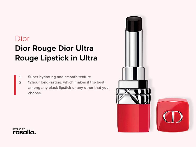 Dior Rouge Dior Ultra Rouge Lipstick in Ultra Night- Best Long-lasting Black Lipstick