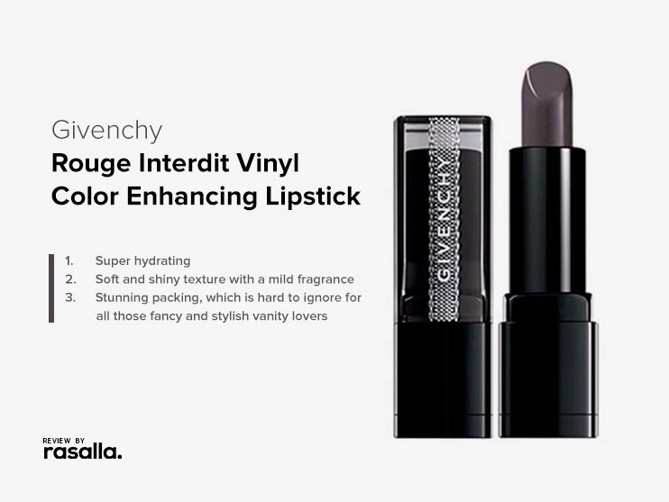Givenchy Rouge Interdit Vinyl Color Enhancing Lipstick in Noir-Packing To Die For!