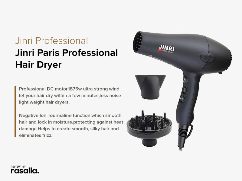 Jinri Paris Professional Dryer With Tourmaline Technology Low Noise Blow Dryer