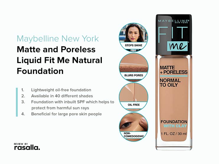 Maybelline New York Matte and Poreless Liquid Fit Me Natural Foundation - Beginner Friendly