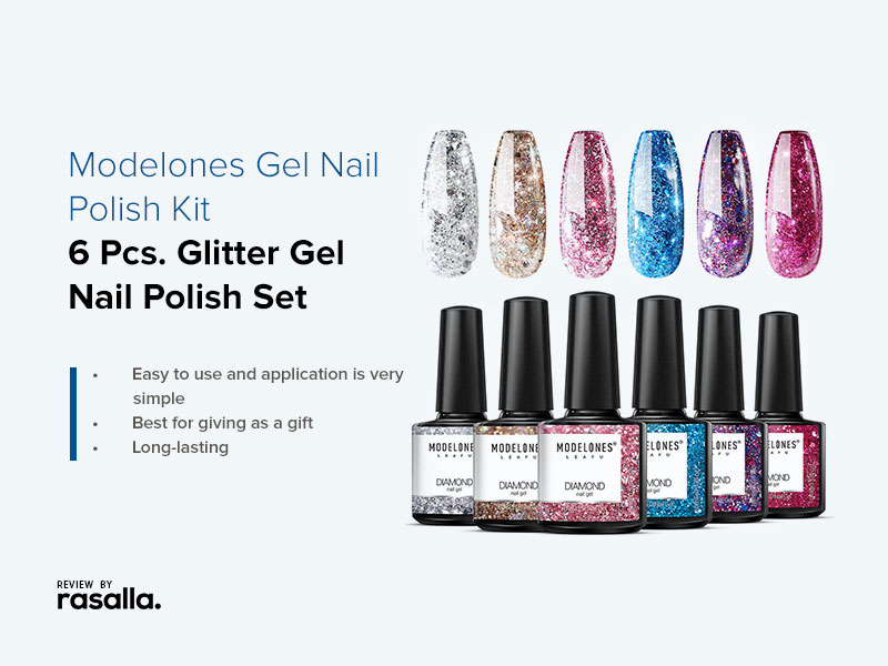 Modelones Gel Nail Polish Kit - 6 Pcs. Glitter Gel Nail Polish Set