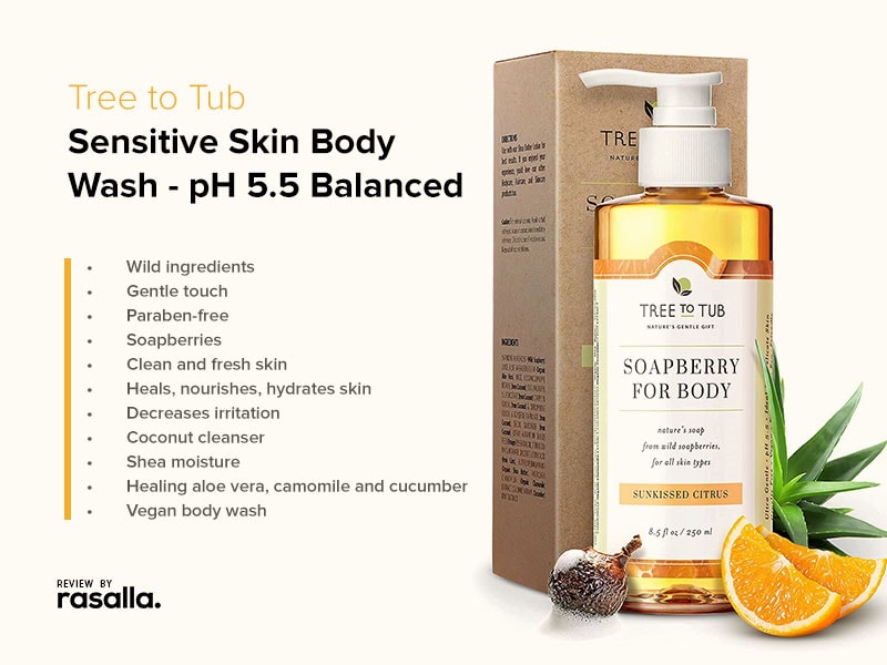Tree to Tub Sensitive Skin Body Wash, pH 5.5 Balanced Body Wash for Women and Men