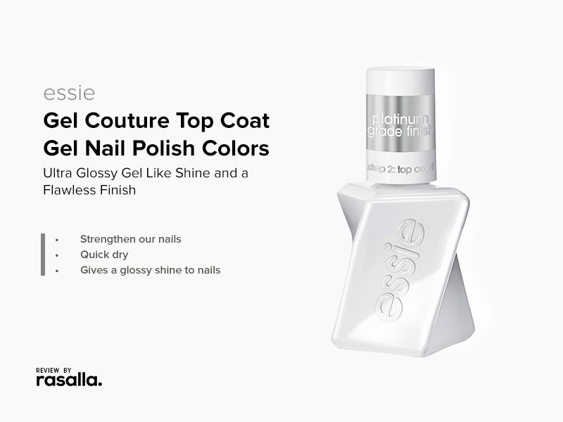 essie Gel Couture Top Coat Gel Nail Polish Colors - Ultra Glossy Gel Like Shine and a Flawless Finish 